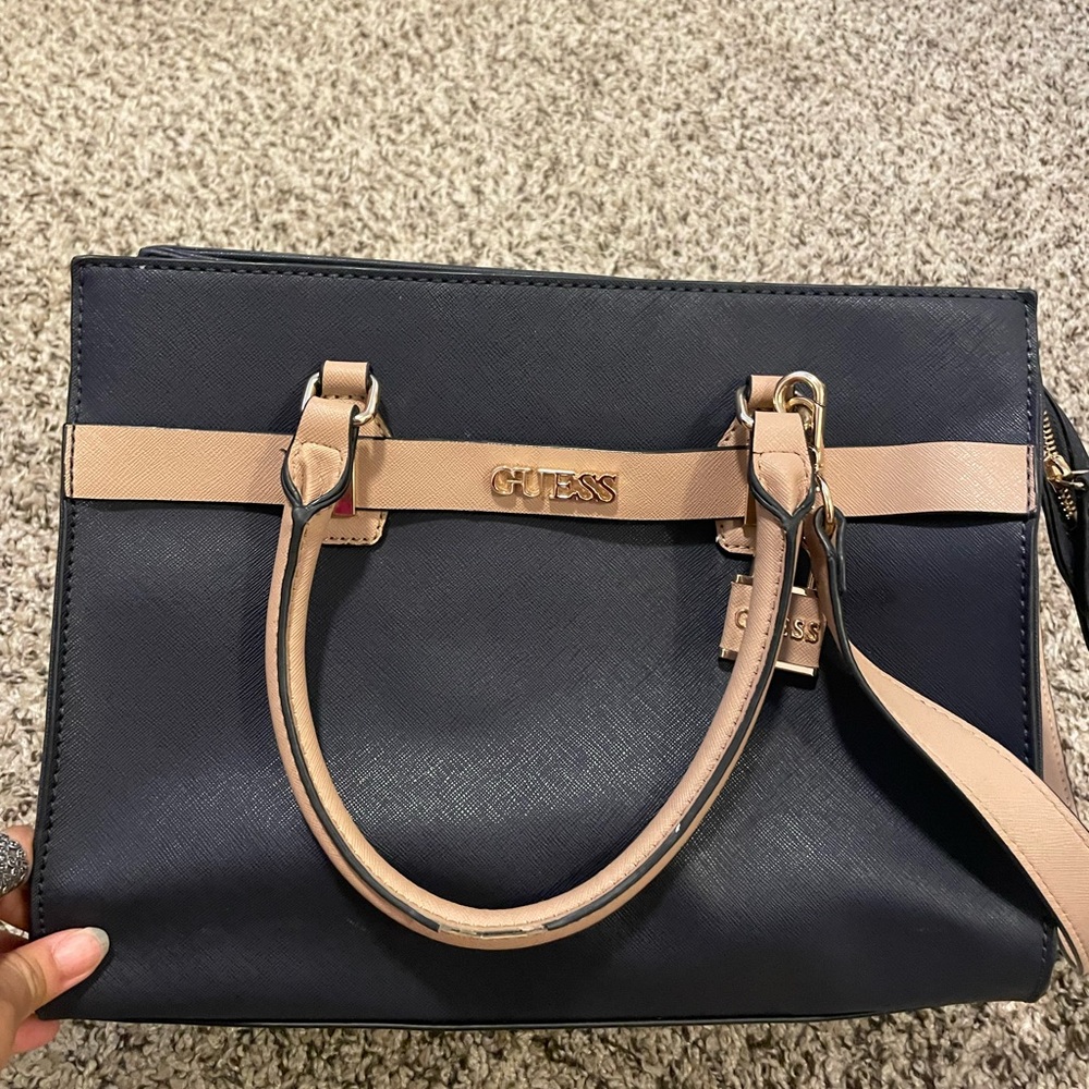 GUESS Black and Tan Satchel